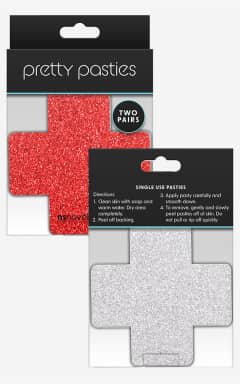 Alle Glitter Cross Pasties Silver & Red 2 Pair