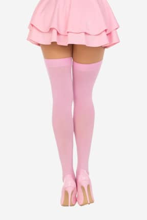 Lingeri Nylon Thigh Highs Pink - Stayups i en flot pink farve