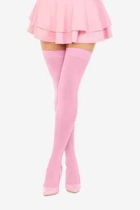 Lingeri Nylon Thigh Highs Pink - Stayups i en flot pink farve