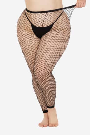 Lingeri Net Footless Tights Plus Size Black - Nettights uden fødder