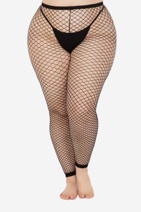 Lingeri Net Footless Tights Plus Size Black - Nettights uden fødder