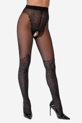 Lingeri Cottelli Crotchless Tights Lace - Sexede strømpebukser