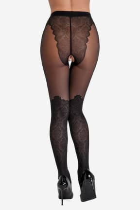 Lingeri Cottelli Crotchless Tights Lace - Sexede strømpebukser