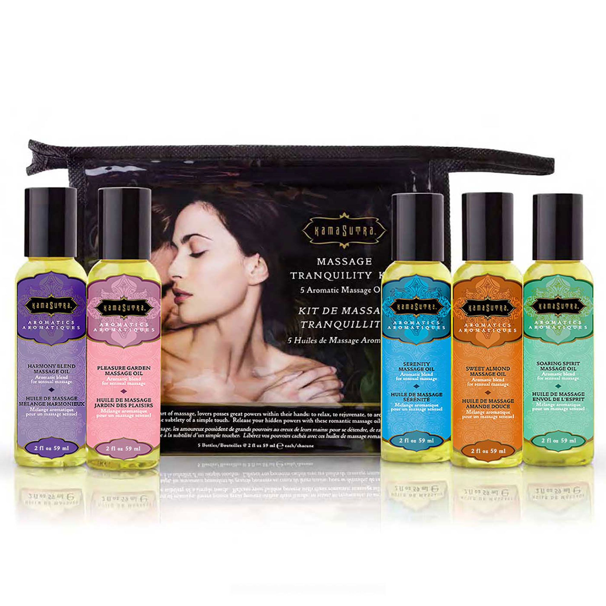 Brug Kama Sutra Massage Tranquility Kit - 5 x 59 ml til en forbedret oplevelse